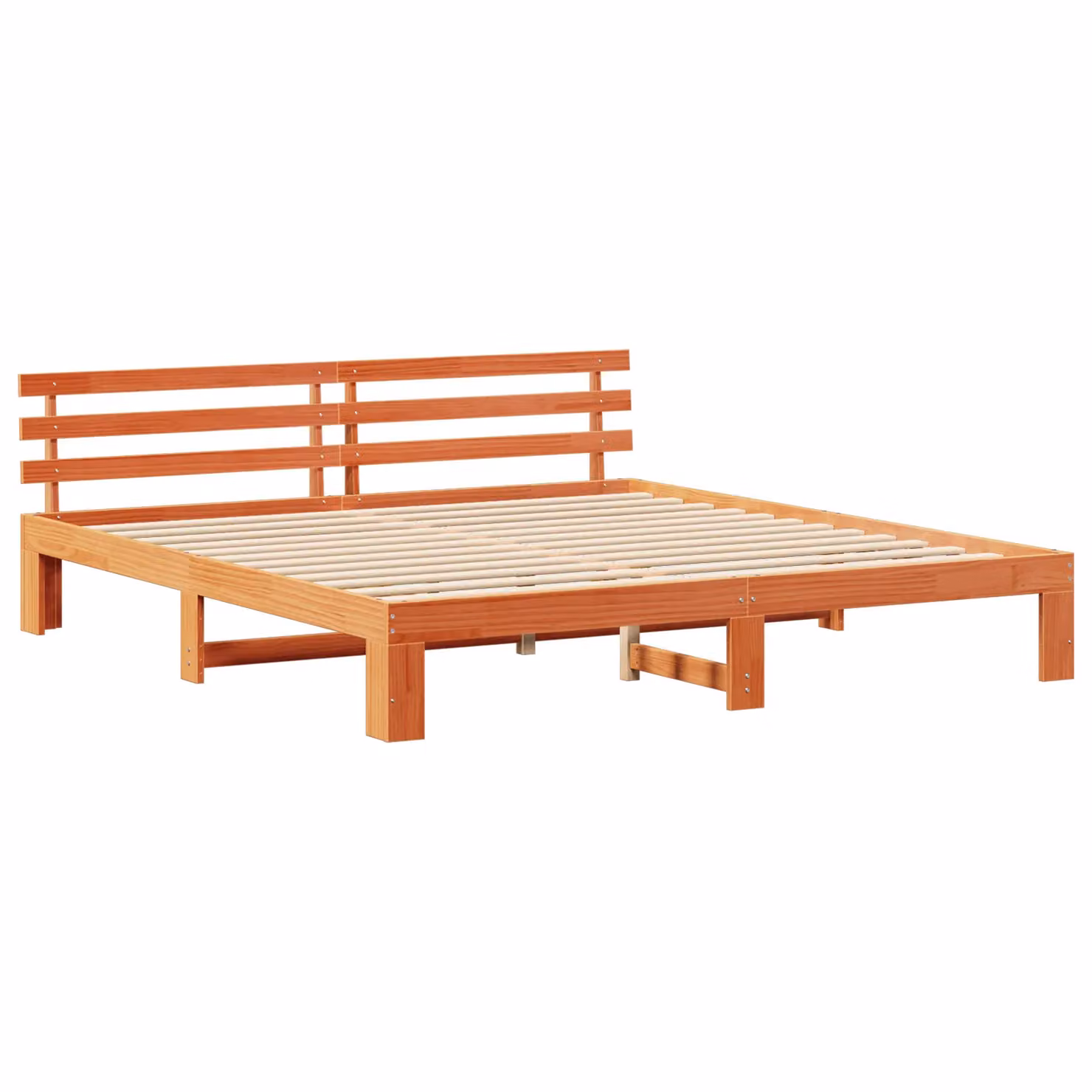 Berkfield Home Solid Pine Wood Bed Frame, Wax Brown, 200 x 200 cm – 2