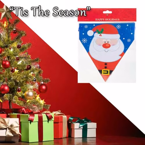 VFM e-Store Multicolour Christmas Paper Bunting with Santa, Snowman, Gingerbread, Bear and Penguin Designs, W: 29.3 cm x H: 22.4 cm – 6