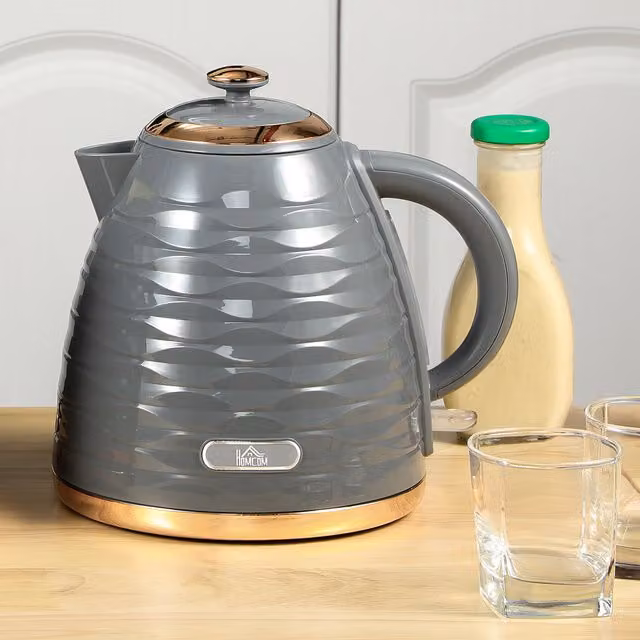 HOMCOM Fast Boil Electric Kettle, 1.7 l, 2500 W, Grey and Transparent