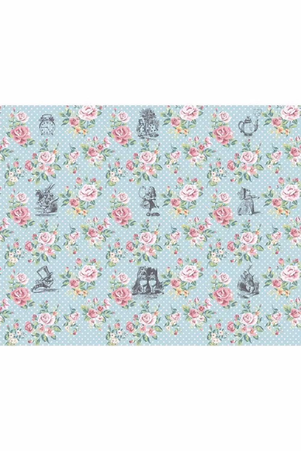 Origin Murals English Rose Floral Retro Wall Mural in Blue, W: 300 cm x H: 240 cm – 2