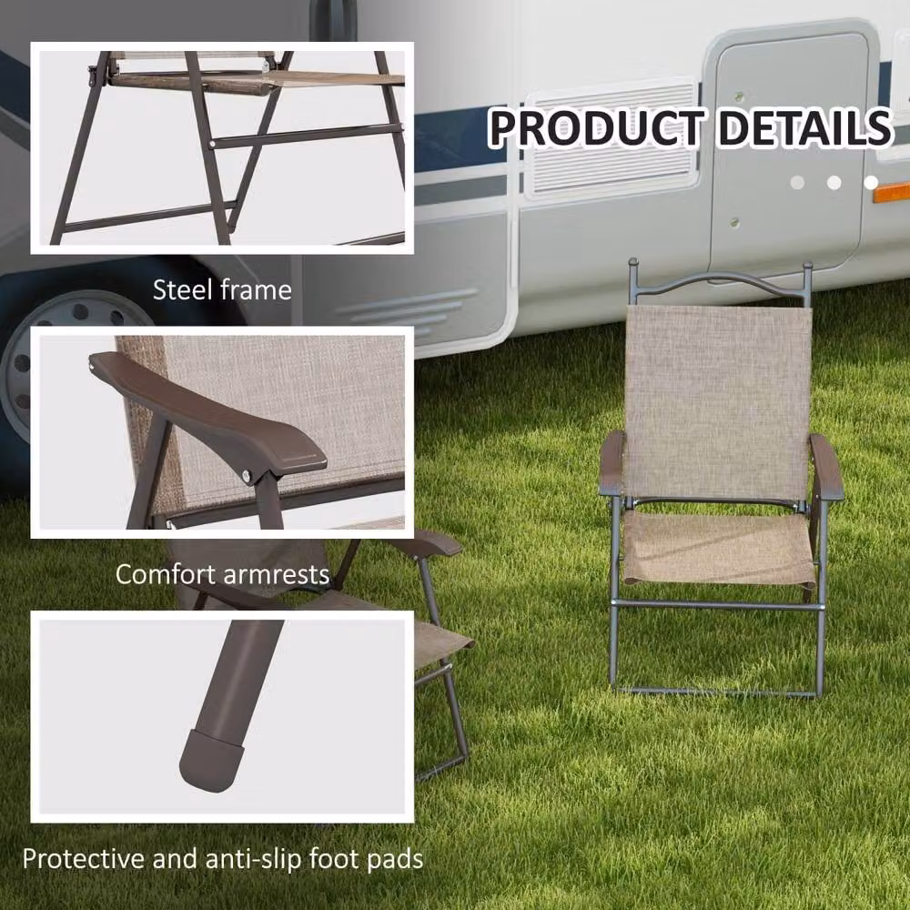 Wyld Haus Hazivi Set of 2 Brown Powder Coated Metal Mesh Folding Chairs – 4