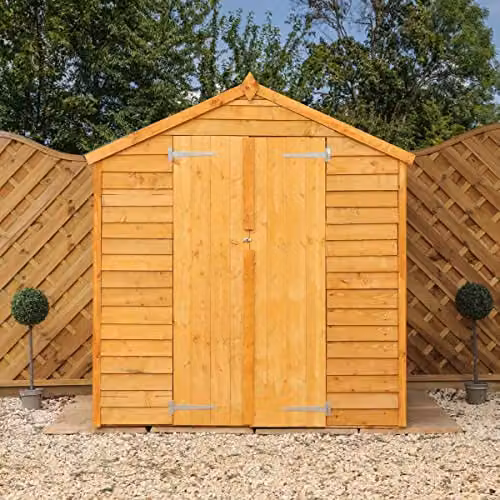 Mercia Overlap Apex Windowless Double Door Wood Garden Shed in Brown, W: 183 cm, D: 122 cm, H: 167 cm – 2