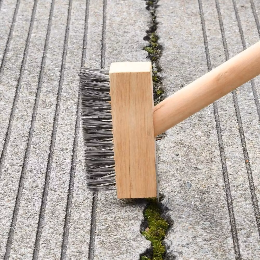 VOGREX 2 Pack Brown Manual Steel Wire Patio Weed Brushes with Scraper – 3