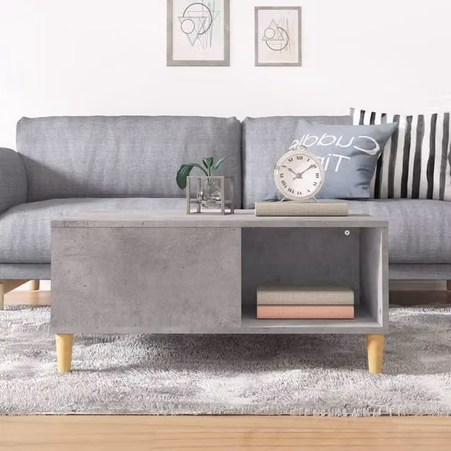 Berkfield Home Sturdy Square Coffee Table in Concrete Grey, W/D/H: 80 x 80 x 36.5 cm