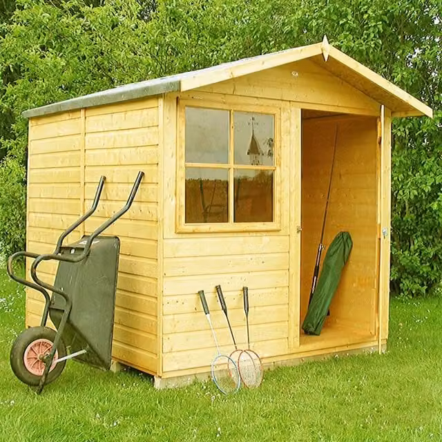 Shires Abri Single Door Tongue and Groove Wood Garden Shed Workshop in Brown