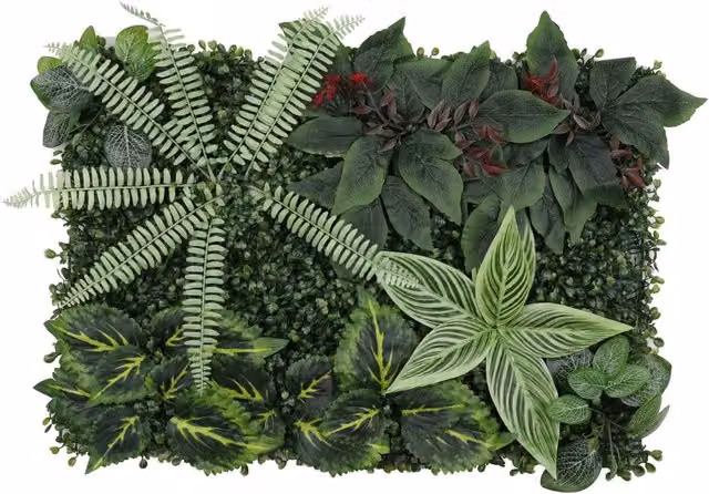Trimming Shop Green Artificial Grass and Tropical Leaf Floral Wall Panels