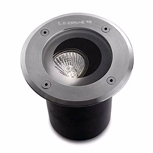LEDS C4 Gea Recessed Outdoor LED Garden Light in Silver Stainless Steel with Transparent Glass Diffuser