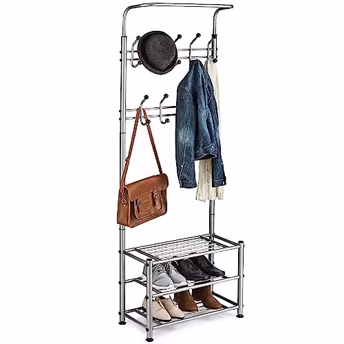Direct Online Houseware House of Home Grey Metal Coat Stand with Shoe Rack and 18 Hooks – 2