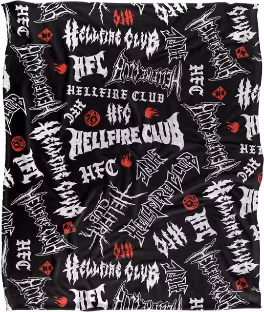 Stranger Things Hellfire Club Logo Pattern Fleece Blanket, White, W: 152 cm, H: 127 cm – 1
