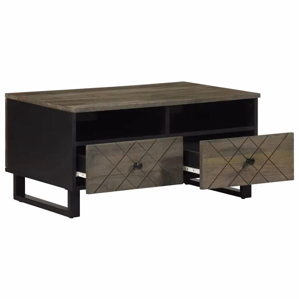 Berkfield Home Black Mango Wood Coffee Table W: 80 cm, D: 54 cm, H: 40 cm – 2