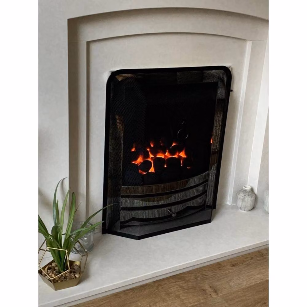 VOGREX Heavy Duty Black Fireplace Spark Guard Screen W/D/H: 53.0 x 61.5 x 9.5 cm – 2