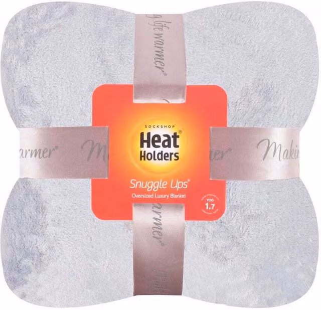 Heat Holders Fluffy Grey Fleece Blanket for Adults