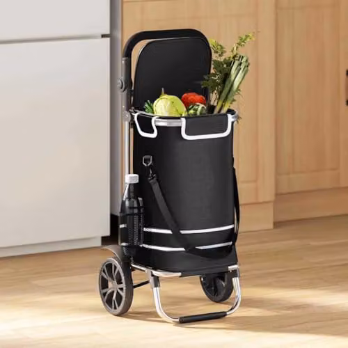 vidaXL Shopping Trolley in Black with Oxford Fabric, W/D/H: 36.5 x 46.5 x 100.5 cm – 2
