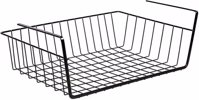 PAWNORA Black Metal Mesh Under Shelf Hanging Storage Basket – 1