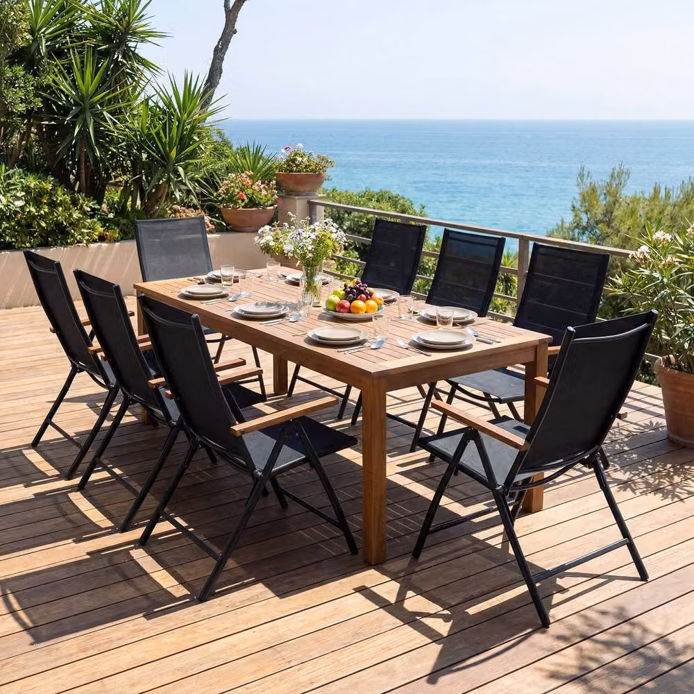 Costway Set of 4 Black Folding Patio Chairs with 5-Position Backrests and Textilene Fabric – 9