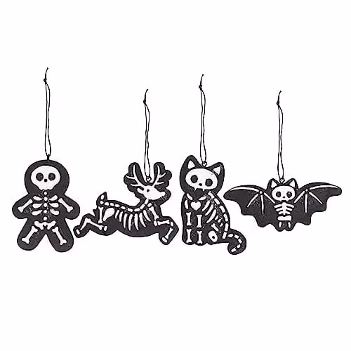 KDMD Set of 4 Black Reindeer Hanging Animal Ornaments