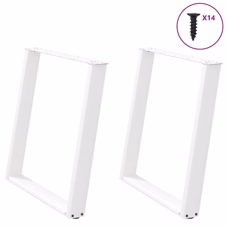 Berkfield Home Modern vidXL U-Shaped Dining Table Legs, 2 Pieces, White, H: 72-73 cm x W: 70 cm