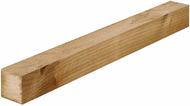 Snowdon Timber Rough Sawn Treated Square Wood Posts, Pack of 8, Natural, W: 4.7 cm, H: 5.0 cm, L: 180 cm