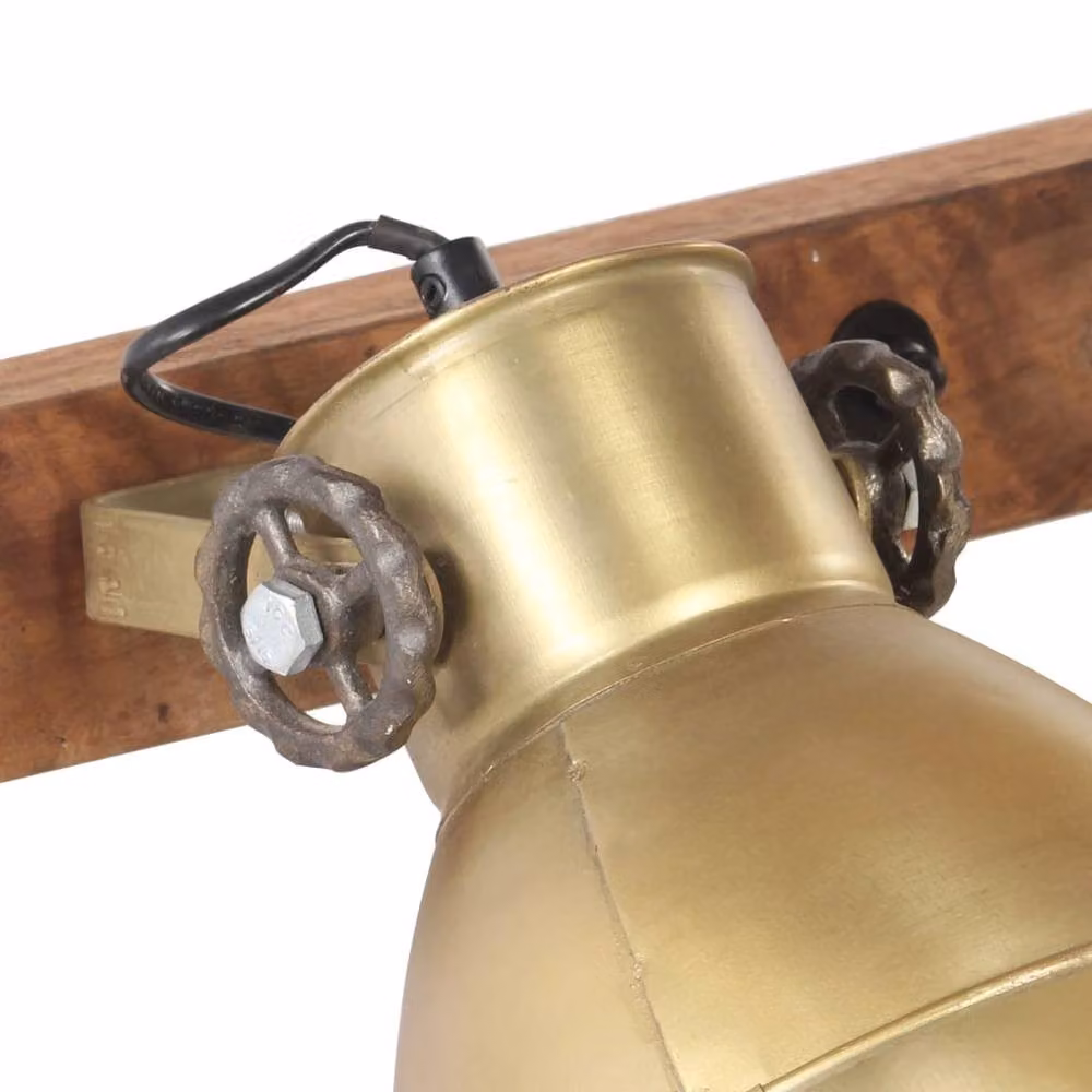 Berkfield Home Industrial Wall Lamp in Brass and Wood, W/H: 90 x 25 cm, E27 – 2