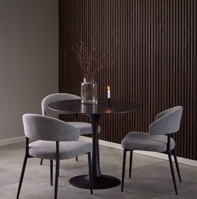 Furniture To Go Malta Round Ceramic Dining Table, Black, W: 90 cm, D: 75 cm