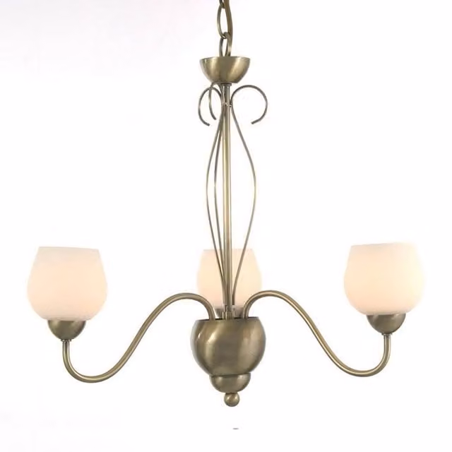 Netlighting Klara 3-Light Pendant Lamp in Antique Brass and Bronze with Glass Shades and G9 Bulbs – 1