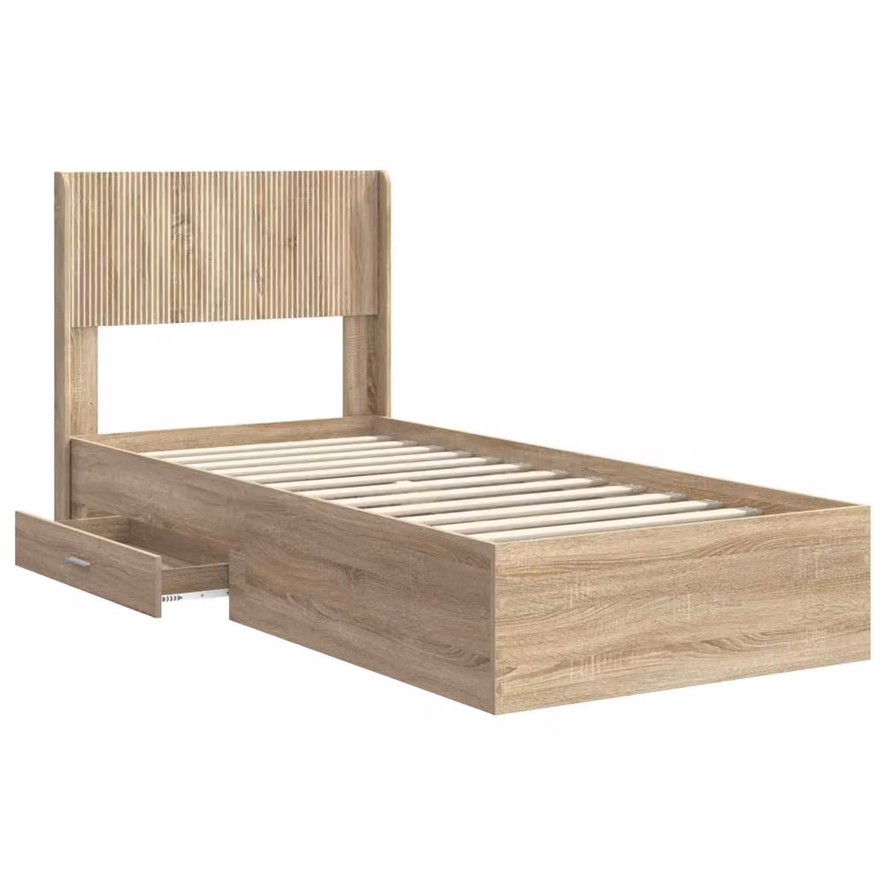 Berkfield Home Bed Frame with Storage, Headboard and Drawers in Sonoma Oak Brown, W: 75 cm, L: 190 cm – 2