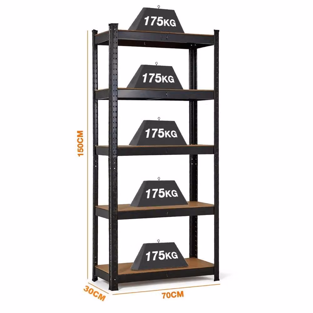 EONLION Black 5 Tier Metal Garage Shelving Unit with Adjustable Shelves, W/D/H: 100 x 40 x 200 cm – 2