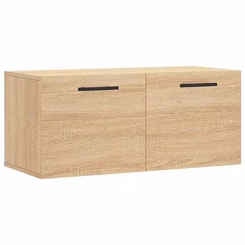 vidaXL Modern Wall Mounted Cabinet in Brown MDF with Hinged Doors W/D/H: 80 x 35 x 35 cm