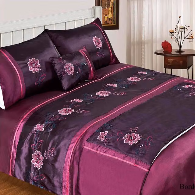 Rapport Home Bordeaux Bed In A Bag Complete Sheet Set in Aubergine Purple Floral Design