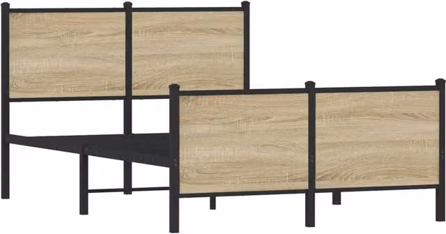 Berkfield Home Metal Bed Frame in Sonoma Oak with Drawers, Small Double, W/D/H: 120 x 190 cm