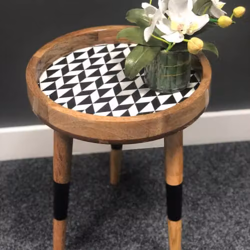 Hartsmede Handmade Round Mango Wood Side Table in Black with Detachable Legs – 5