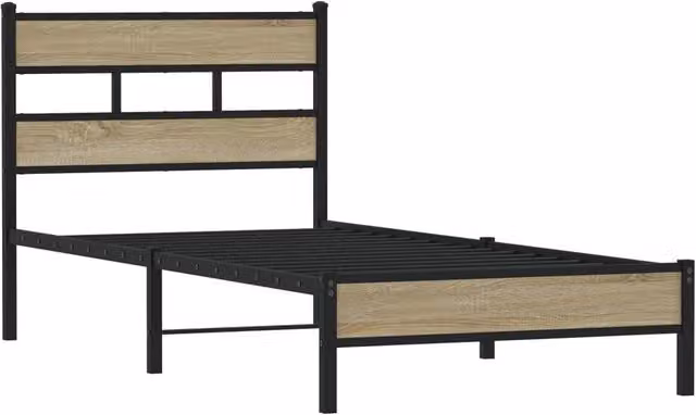 Berkfield Home Elegant Bed Frame in Sonoma Oak and Brown, W/D/H: 90 x 200 x 91.5 cm – 1