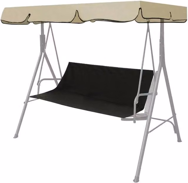 FLAVORA Black 2 Seater Swing Replacement Bench Seat Cover, W: 113 cm, D: 47 cm, H: 47 cm