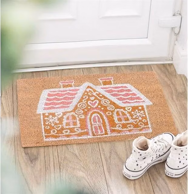 Gloriously Good Christmas Gingerbread House Welcome Doormat, Multicolour Coir
