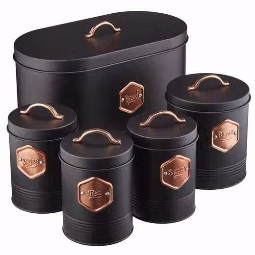 Cooks Professional 5-Piece Metal Kitchen Storage Set in Black, Width: 23 cm – 2