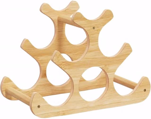 Berkfield Home Bamboo Wine Rack for 6 Bottles, Brown, W/D/H: 35 x 18 x 25.5 cm