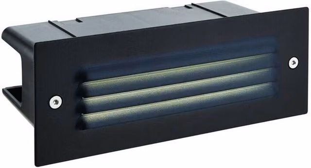 Loops IP44 LED Full Brick Recessed Accent Light, 3.5W Cool White, Textured Black & Louvre Slotted Grill, W/D/H: 225 x 85 x 60 mm – 2