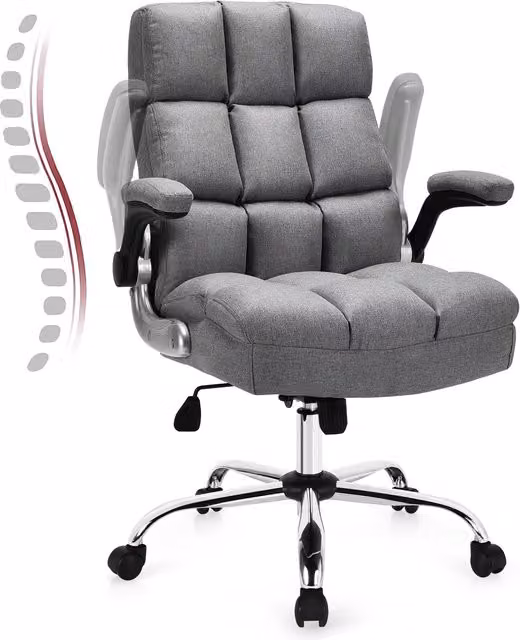 Costway Executive Ergonomic Office Chair in Grey with High Back, Swivel Function and Armrests – 1