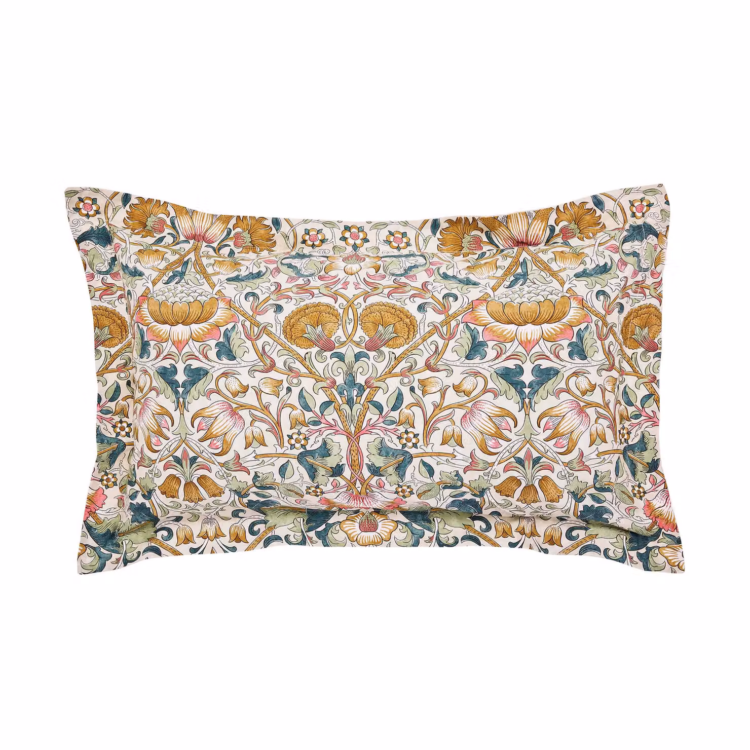 Morris & Co. Lodden Floral Cotton Percale Kingsize Duvet Cover and Pillowcase Set, Beige, Yellow and Multicolour, W: 180 cm, H: 200 cm – 2