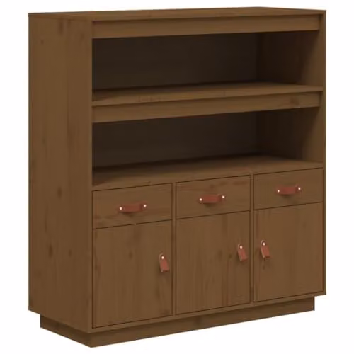 vidaXL Modern Highboard in Brown Solid Pine Wood, W/D/H: 100 x 40 x 108.5 cm