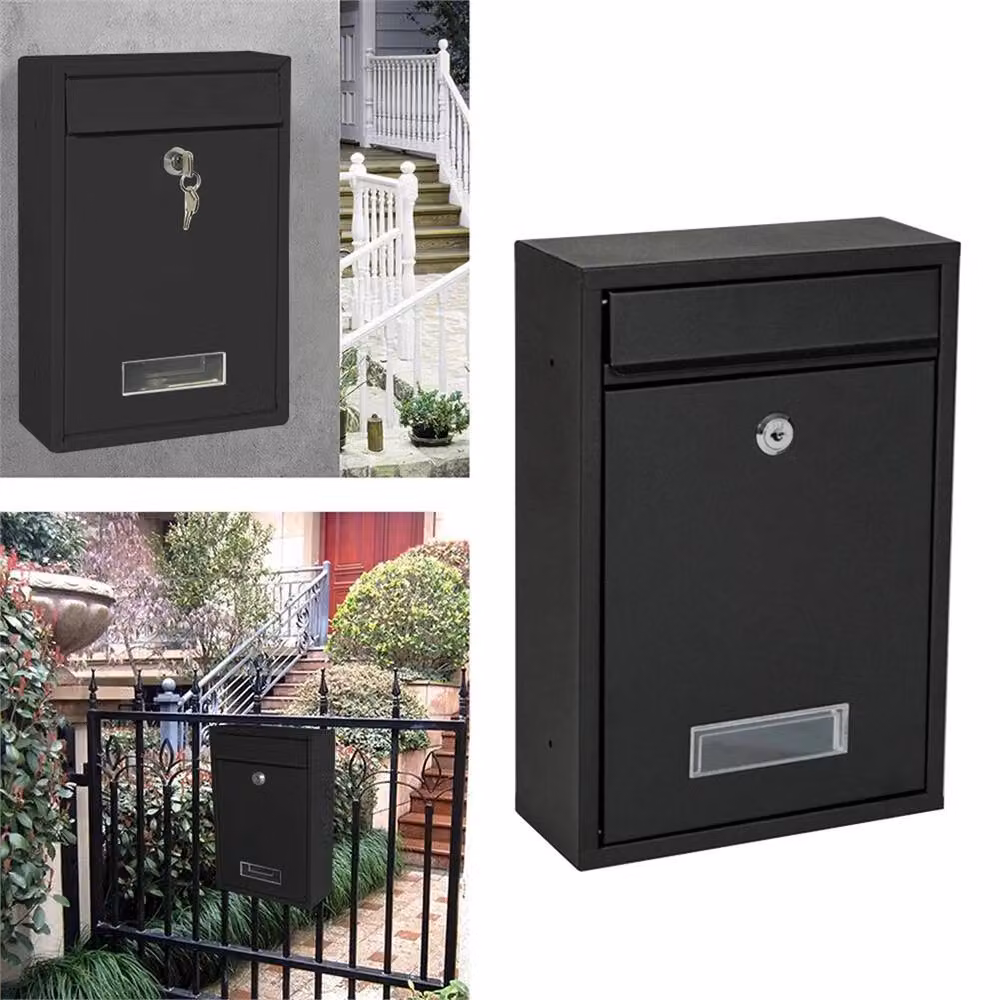 Nordara Black Iron Wall Mounted Lockable Letter Box – 4