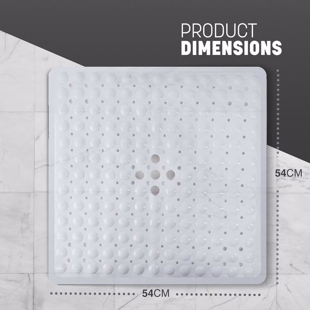 Keplin Non-Slip Shower Mat, Antibacterial and Mould Resistant, Transparent, W: 54 cm x D: 54 cm – 2