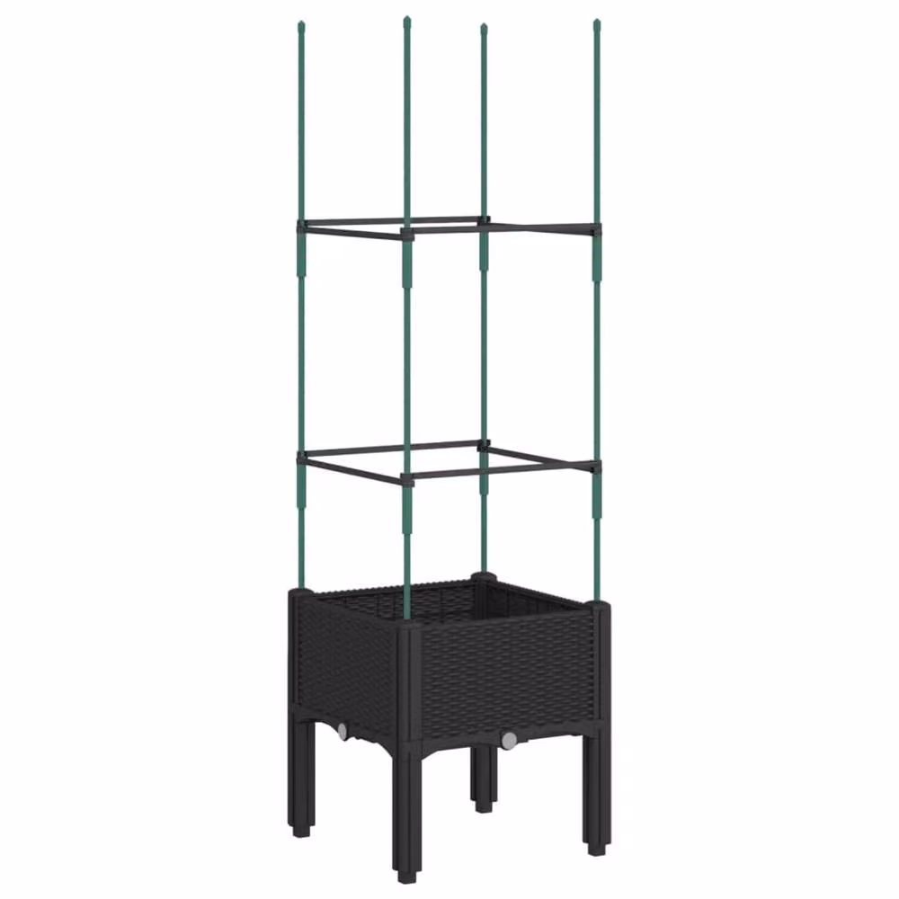 Berkfield Home Beautiful Garden Planter with Trellis, Black, W/D/H: 40 x 40 x 142.5 cm – 3