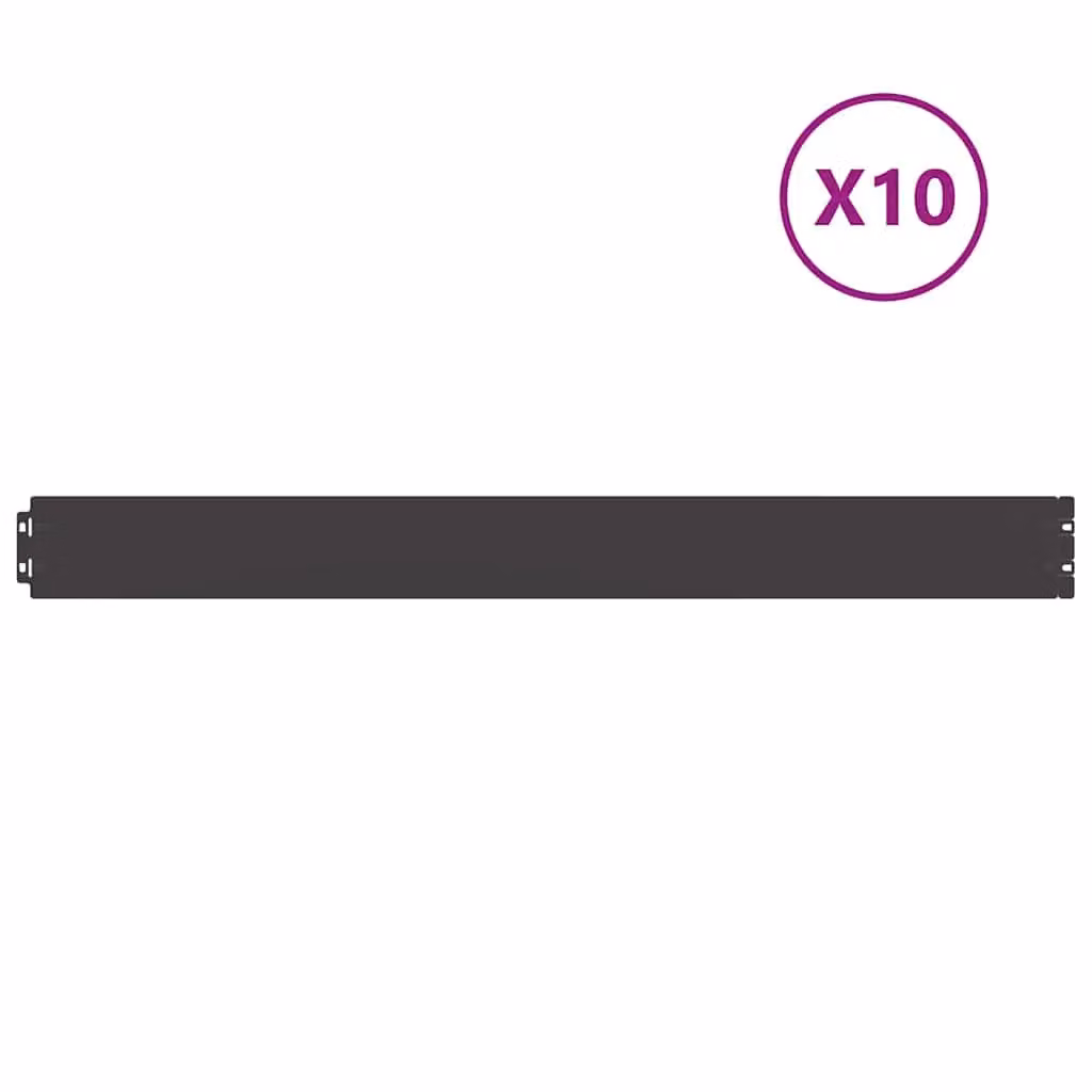 Berkfield Home Black Cold-rolled Steel Lawn Edgings, 10 Pack, H: 10 cm x L: 103 cm