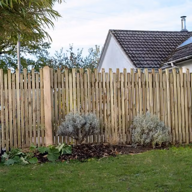 Forest Garden Brown Impregnated Wood Palisade Picket Fence