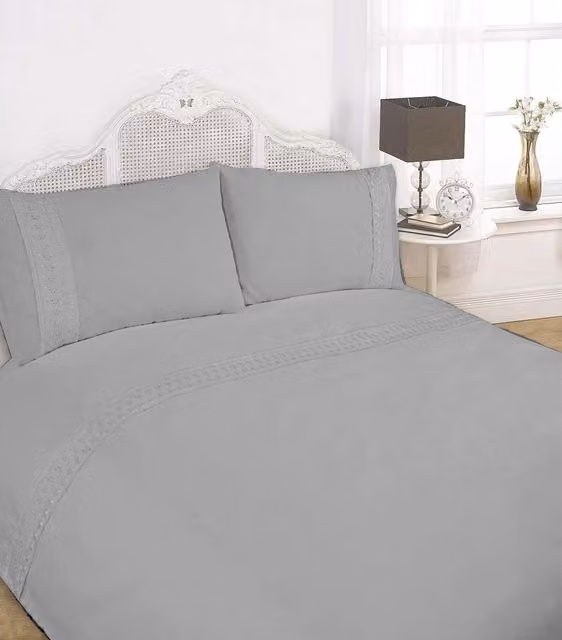 Rapport Home Sorrento Polycotton Duvet Cover Set with Pillowcase in Silver/Grey, W/D/H: 200 x 200 cm