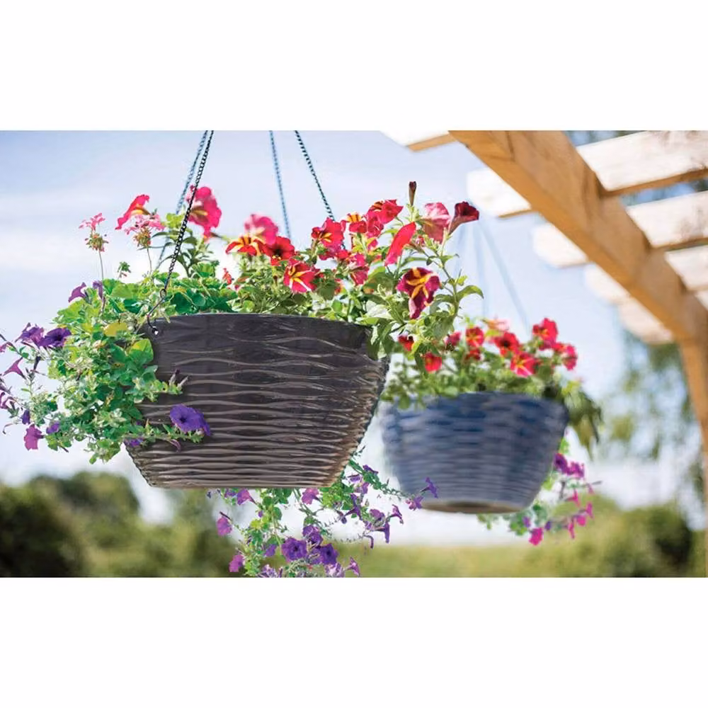 La Hacienda Windermere Hanging Basket, Blue Plastic, W35 x D35 x H17 cm – 3