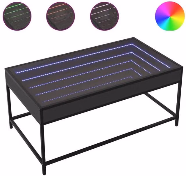 Berkfield Home Infinity LED Coffee Table in Black, W/D/H: 90 x 50 x 41 cm