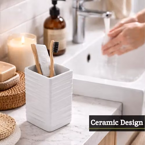 Orsina White Ceramic Bathroom Tumbler – 3