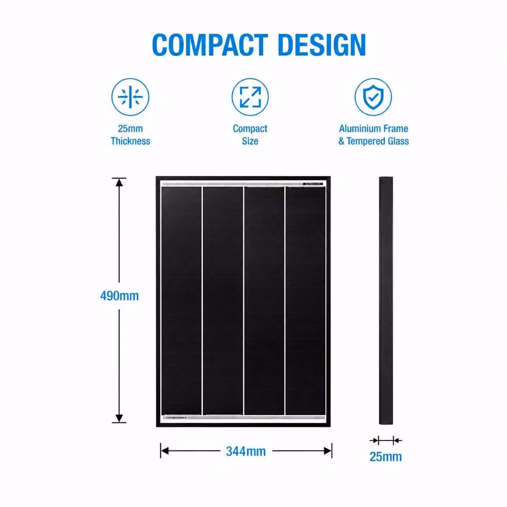 GWSOLAR 30W Monocrystalline PERC Efficient Solar Panel for 12V Battery, Black – 3